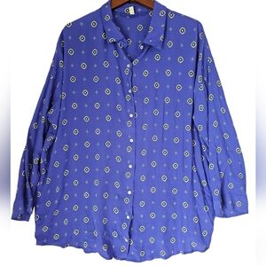 FREE PEOPLE‎ INTIMATELY Top Oversized Boyfriend Bandana Shirt Size M Purple